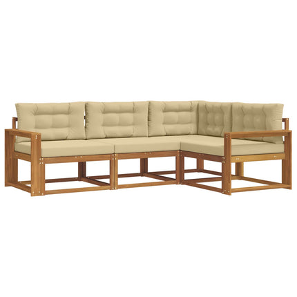 Utomhussoffset med kudde 4 pcs Naturlig och Beige