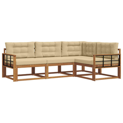 Utomhussoffset med kudde 4 pcs Naturlig och Beige