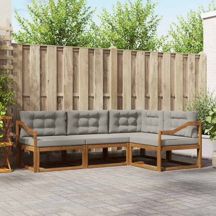 Utomhussoffset med kudde 4 pcs Naturlig och Ljus Grå
