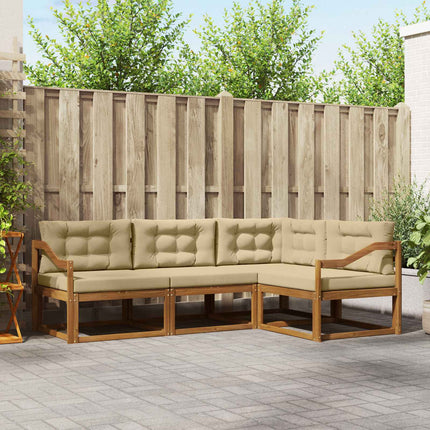 Utomhussoffset med kudde 4 pcs Naturlig och Beige