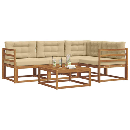 Utomhussoffset med kudde 5 pcs Naturlig och Beige