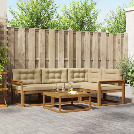 Utomhussoffset med kudde 5 pcs Naturlig och Beige
