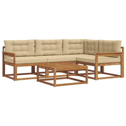 Utomhussoffset med kudde 5 pcs Naturlig och Beige