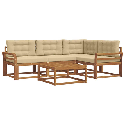 Utomhussoffset med kudde 5 pcs Naturlig och Beige