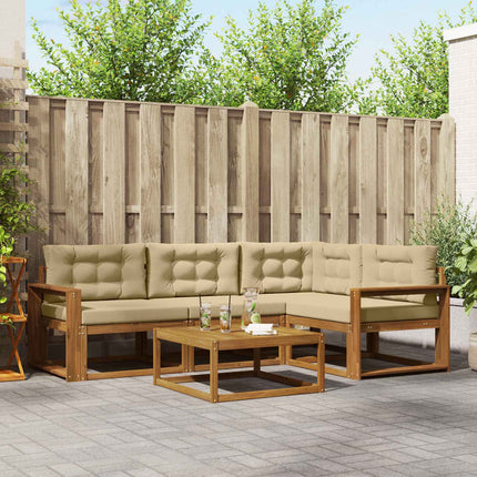 Utomhussoffset med kudde 5 pcs Naturlig och Beige