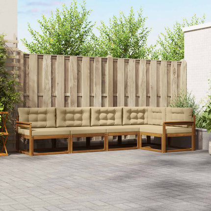 Utomhussoffset med kudde 5 pcs Naturlig och Beige