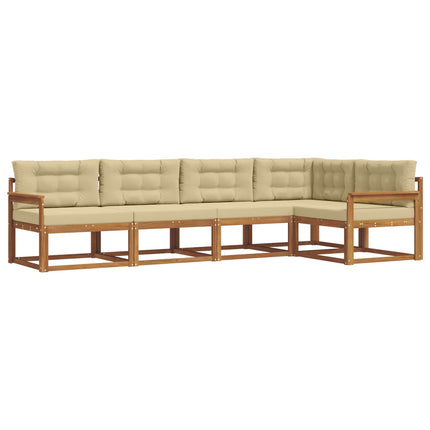 Utomhussoffset med kudde 5 pcs Naturlig och Beige