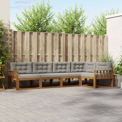 Utomhussoffset med kudde 5 pcs Naturlig och ljusgrå