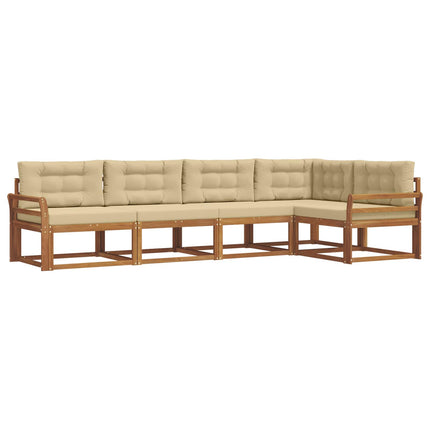 Utomhussoffset med kudde 5 pcs Naturlig och Beige