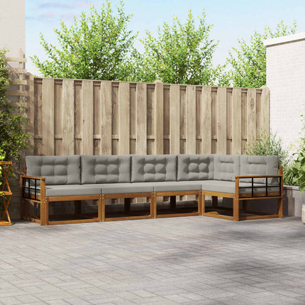 Utomhussoffset med kudde 5 pcs Naturlig och ljusgrå