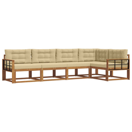 Utomhussoffset med kudde 5 pcs Naturlig och Beige