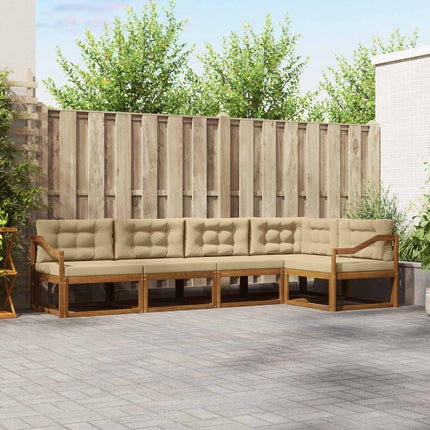 Utomhussoffset med kudde 5 pcs Naturlig och Beige