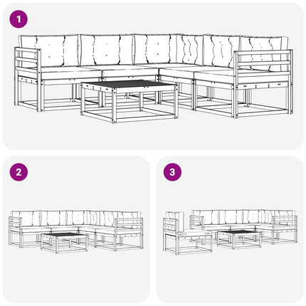 Utomhussoffset med kudde 6 pcs Naturlig och ljusgrå