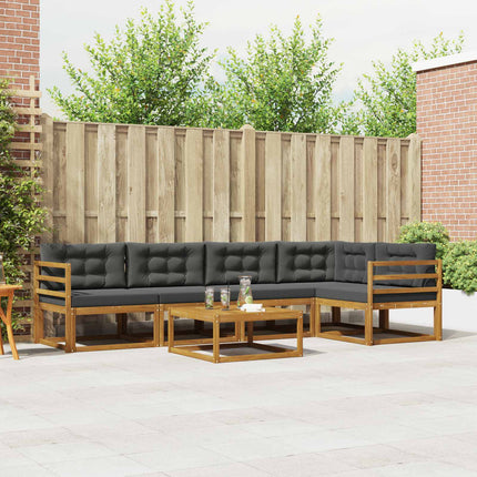 Utomhussoffset med kudde 6 pcs Naturlig och Antracit