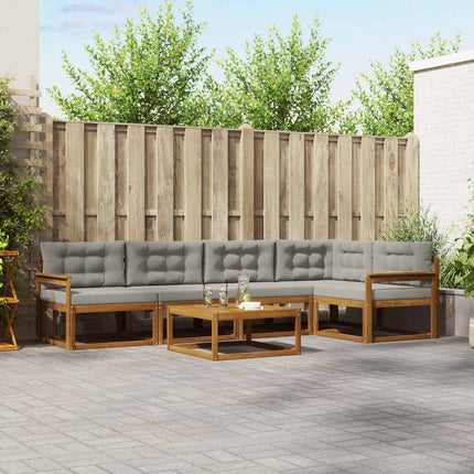 Utomhussoffset med kudde 6 pcs Naturlig och ljusgrå