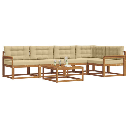Utomhussoffset med kudde 6 pcs Naturlig och Beige