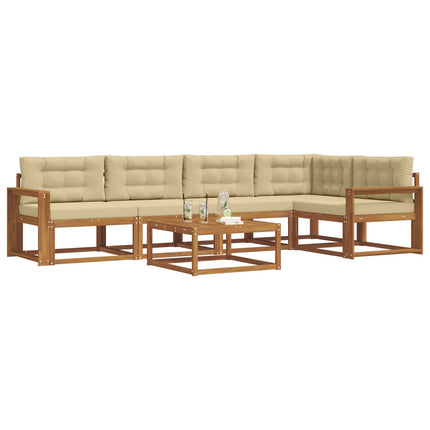 Utomhussoffset med kudde 6 pcs Naturlig och Beige