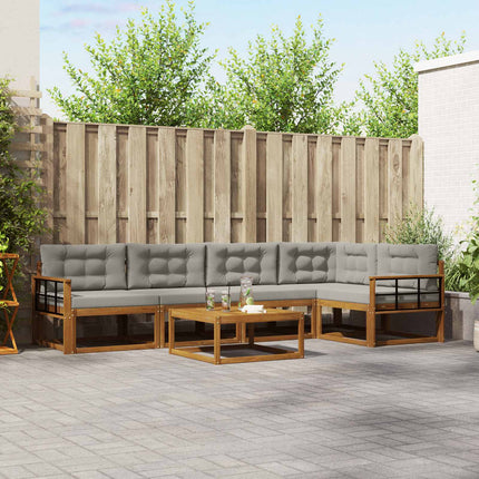 Utomhussoffset med kudde 6 pcs Naturlig och ljusgrå