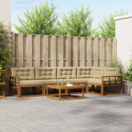 Utomhussoffset med kudde 6 pcs Naturlig och Beige