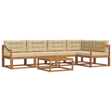 Utomhussoffset med kudde 6 pcs Naturlig och Beige