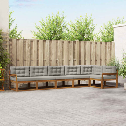 Utomhussoffset med kudde 6 pcs Naturlig och ljusgrå