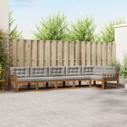Utomhussoffset med kudde 6 pcs Naturlig och ljusgrå