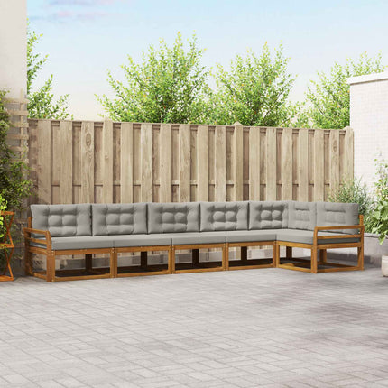 Utomhussoffset med kudde 6 pcs Naturlig och ljusgrå