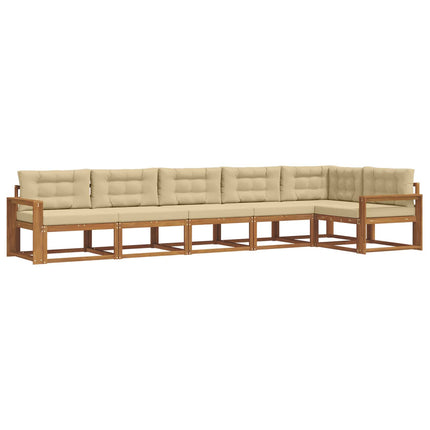 Utomhussoffset med kudde 6 pcs Naturlig och Beige