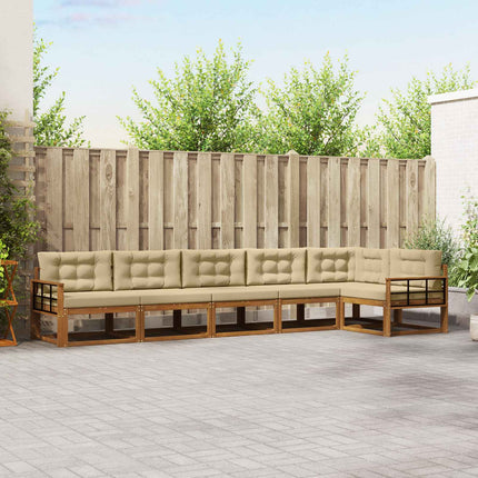 Utomhussoffset med kudde 6 pcs Naturlig och Beige