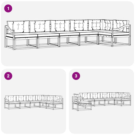 Utomhussoffset med kudde 6 pcs Naturlig och Antracit