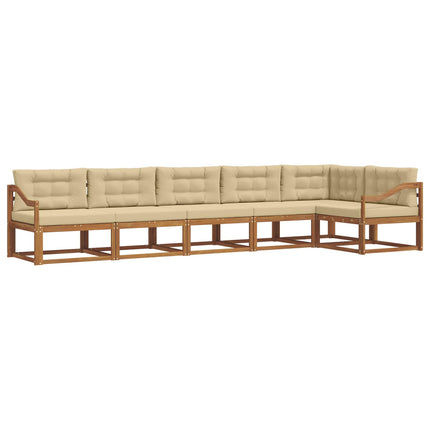 Utomhussoffset med kudde 6 pcs Naturlig och Beige