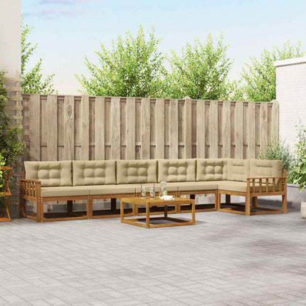 Utomhussoffset med kudde 7 pcs Naturlig och Beige