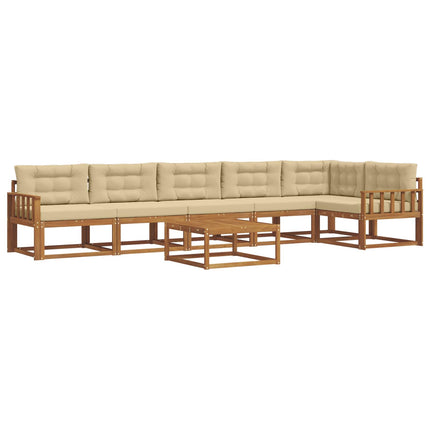 Utomhussoffset med kudde 7 pcs Naturlig och Beige