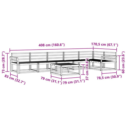 Utomhussoffset 7 pcs Naturfärg Massivt Akaciaträ