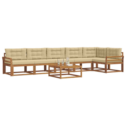 Utomhussoffset med kudde 7 pcs Naturlig och Beige