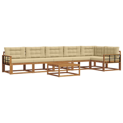 Utomhussoffset med kudde 7 pcs Naturlig och Beige