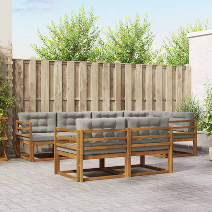 Utomhussoffset med kudde 7 pcs Naturlig och ljusgrå