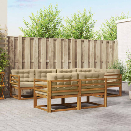Utomhussoffset med kudde 7 pcs Naturlig och Beige
