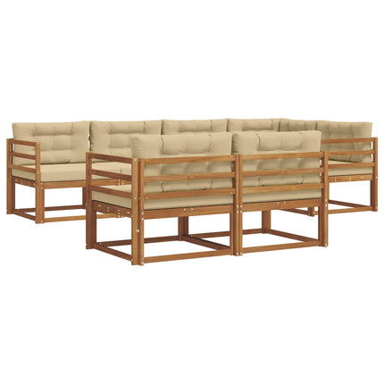 Utomhussoffset med kudde 7 pcs Naturlig och Beige