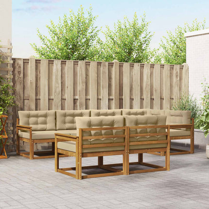 Utomhussoffset med kudde 7 pcs Naturlig och Beige