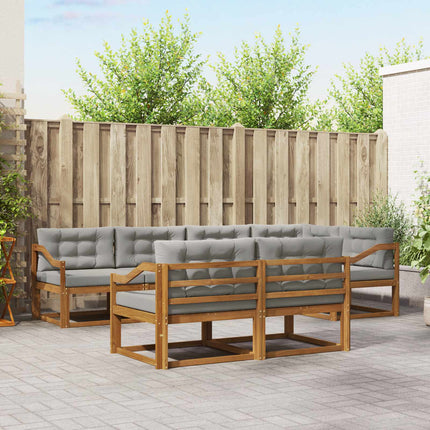 Utomhussoffset med kudde 7 pcs Naturlig och ljusgrå