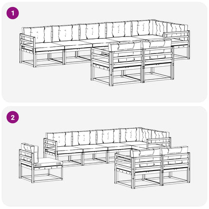 Utomhussoffset med kudde 8 pcs Naturlig och Antracit