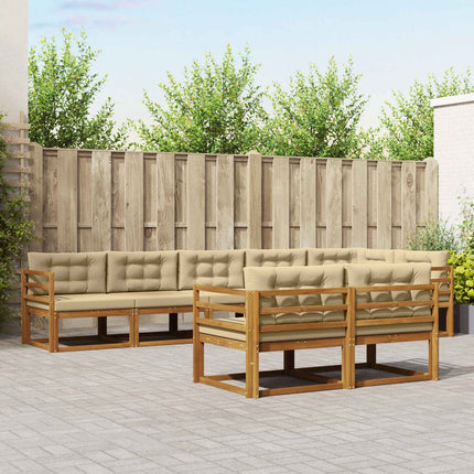 Utomhussoffset med kudde 8 pcs Naturlig och Beige