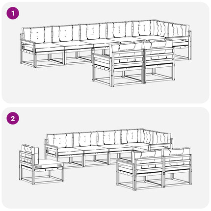 Utomhussoffset med kudde 8 pcs Naturlig och Grädde