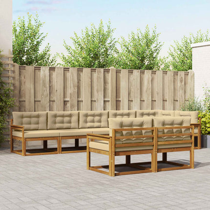 Utomhussoffset med kudde 8 pcs Naturlig och Beige