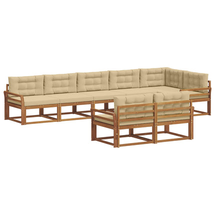 Utomhussoffset med kudde 8 pcs Naturlig och Beige