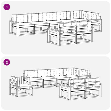 Utomhussoffset med kudde 8 pcs Naturlig och Grädde