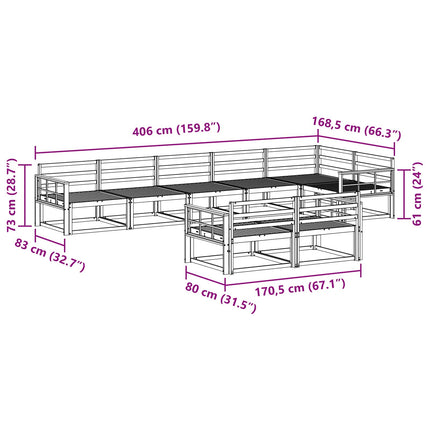 Utomhussoffset 8 pcs Naturfärg Massivt Akaciaträ