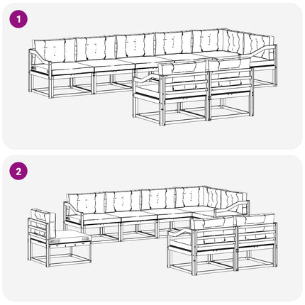 Utomhussoffset med kudde 8 pcs Naturlig och Antracit