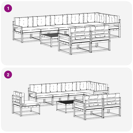 Utomhussoffset med kudde 9 pcs Naturlig och Grädde